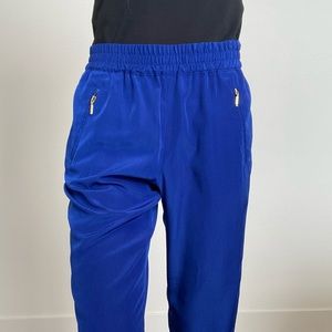 Zara bright blue high waisted silky joggers size small